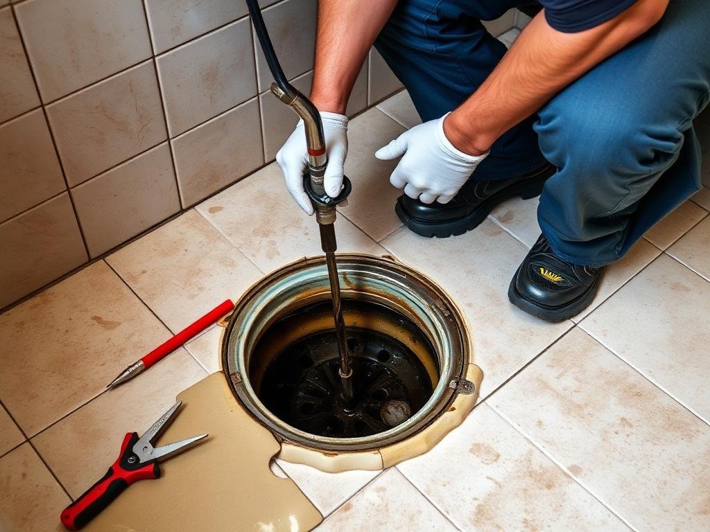 Ralo de banheiro limpo após manutenção